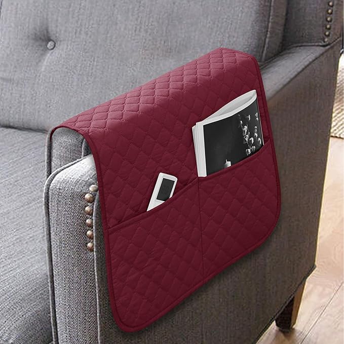 Sofa Armrest Organizer Comfortable Anti-Slip Waterproof | Recliner Arm Protector for Books Tablet Phone TV Remote Cellphone Book Phones Pets Chocolate Remote Control Snack