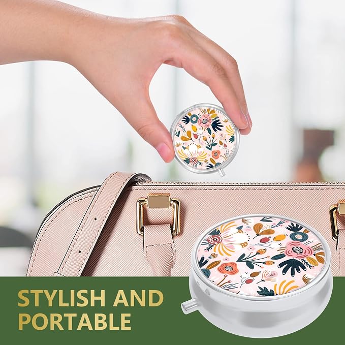Pill Box, Small Pill Case for Purse & Pocket, Travel Medicine Organizer | Cute Travel Medicine Organizer, Portable Medicine Container Holder to Hold Vitamins, Medication, Fish Oil & Supplement