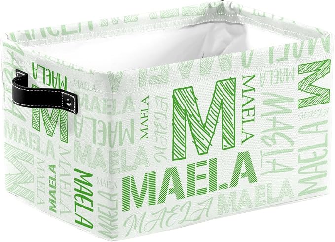 Foldable Personalized Storage Box for Boys Girls with Name Waterproof Kids Custom Storage Bin Baskets Cube Boxes Organizer with Handles for Organizing Shelf Closet, 1 Pack