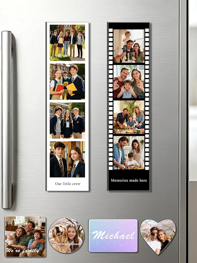 Custom4U Custom Photo Refrigerator Magnet, Picture Strip Frame Magnets | 1.3mm PVC Magnet Body, Toolbox & School Metal Locker Use, Strip Travel Memory Gift, 7.87x1.97 in