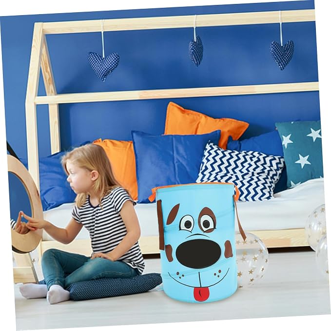 KOMBIUDA 1pc Sky- Storage Basket for Toys and Laundry Portable Pet Organizer Handles for Bedroom Nursery and Bathroom Use