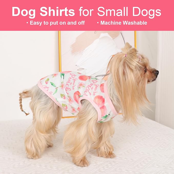 Dog Shirt Vest Dog Clothes for Small Dogs Boy Girl Stretchy Summer Puppy T-Shirts Soft Breathable Lightweight Puppy Sweatshirt Pet Cat Outfit (Peach, Small)