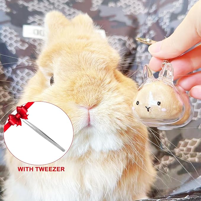 Rabbit Hair Keychain Transparent Pet Fur Keepsake with Tweezer | Portable Rabbit Fur Keychain DIY Pet Hair Memorial Keepsake Bunny Hairs Collector Charm Storage Box, Rabbits Lover Gifts