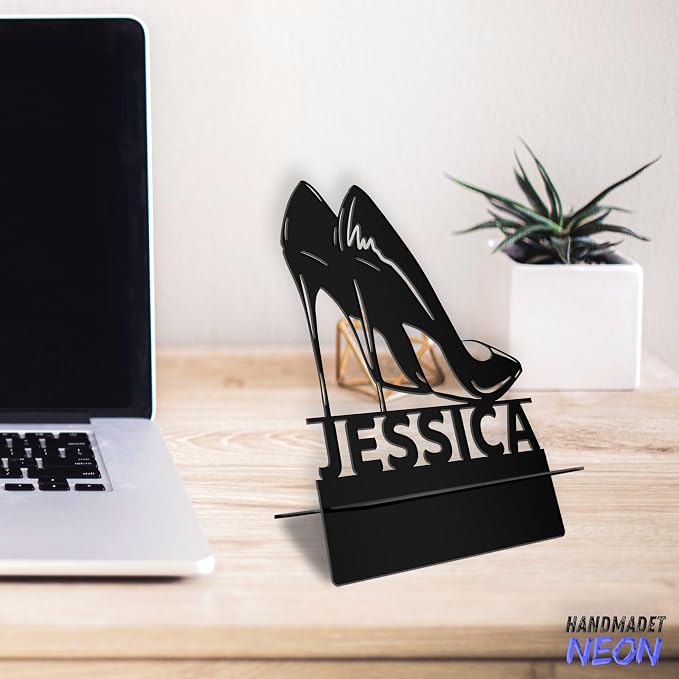 Personalized High Heels Cell Phone Holder, Custom Name Shoes Desk Stand, Metal Fashion Dock, Tablet, Smartphone Stands, Desktop Accessories, Gifts for Women, Girls, Christmas