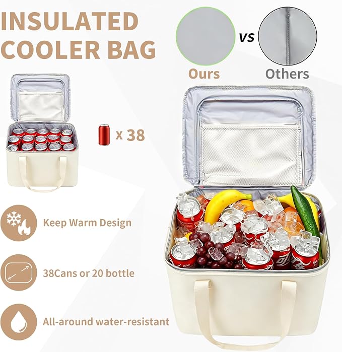 GDNasist Car Trunk Organizer and Storage for Car, SUV & Sedan, Large | Collapsible Trunk Organizers with Lid & Removable Cooler Bag, Car Accessories, Removable Dividers for Custom Space, Interior