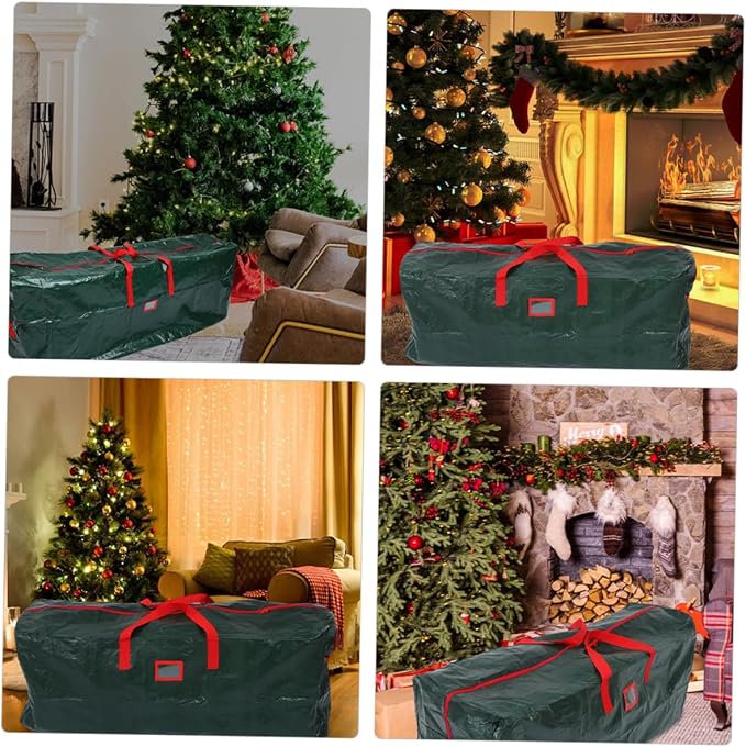 Large Xmas Tree Storage Bag Handles Organizer for Christmas Trees Wreaths Holiday Decorations Sturdy Pet Non-woven for Seasonal Storage