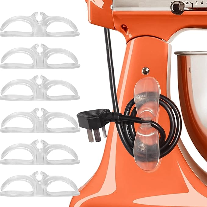 Cord Organizer Kitchen Appliances, Holder for Stand Mixer Clear | 6PCS Self Adhesive Stick On Silicone Cable Wrap Keeper Hook Clip, Electric Wire Hider Accessories, Compatible with KitchenAid
