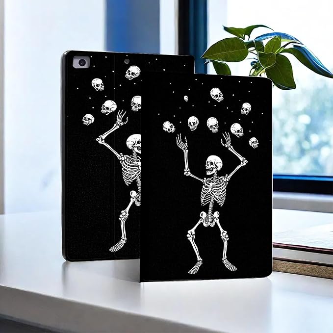 for Microsoft Surface Pro X/Pro X Plus-13 2019/2020/2021/2024 Tablet Case,Auto Wake/Sleep,Adjustable Stand Protective Cover - Skeleton Skull