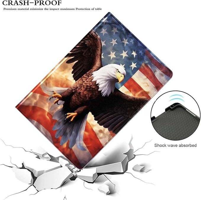 for Samsung Galaxy Tab S9 11" 2023(SM-X710/X716B/X718U) Tablet Case,Premium Leather Folio Stand Auto Wake/Sleep,Multiple Viewing Stand,American Flag Eagle