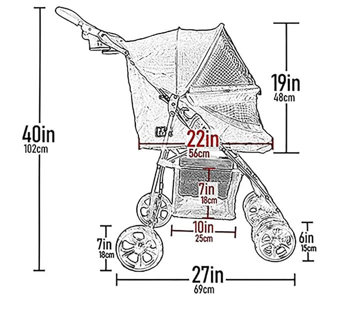 Pet Gear No-Zip Happy Trails Lite Pet Stroller, Dark Raspberry | Zipperless Entry, Easy Fold with Removable Liner, Safety Tether, Storage Basket + Cup Holder, For Cats/Dogs