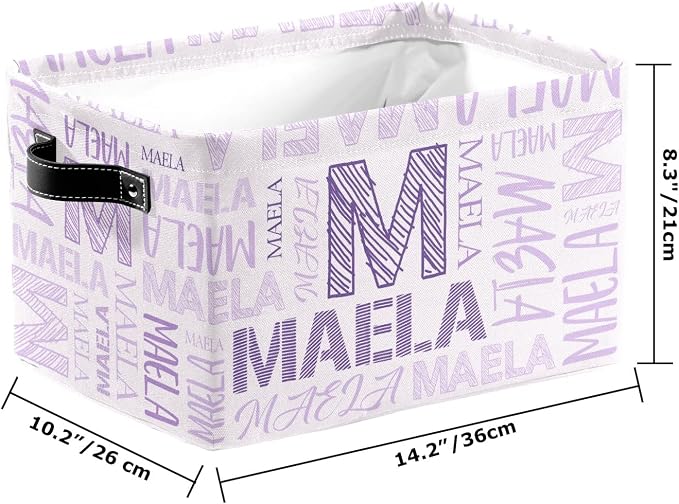Foldable Personalized Storage Box for Boys Girls with Name Waterproof Kids Custom Storage Bin Baskets Cube Boxes Organizer with Handles for Organizing Shelf Closet, 1 Pack