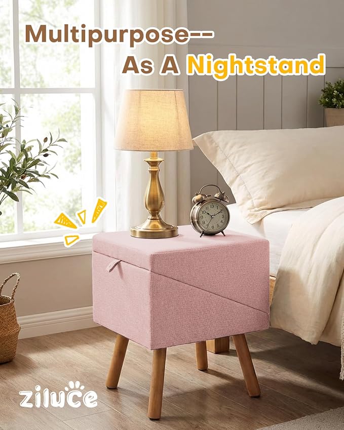 Dog Ramp for Bed & Couch, Foldable Dog Stairs 21.06" inches High | Split Ottoman No-Slip Surface Dog Ramp, 2 in 1 Wooden Pet Steps for Puppy and Large/Medium/Small Dogs,Pink
