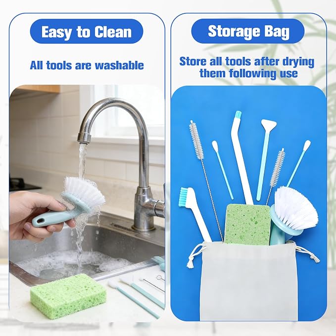 Pet Water Fountain Cleaning Kit,10 Pcs | Dog and Cat Water Fountain Cleaner Brushes Kit,Pet Drinking Dispenser Washing Kit with Sponge Wipe,Handle Brush,Crevice Brush