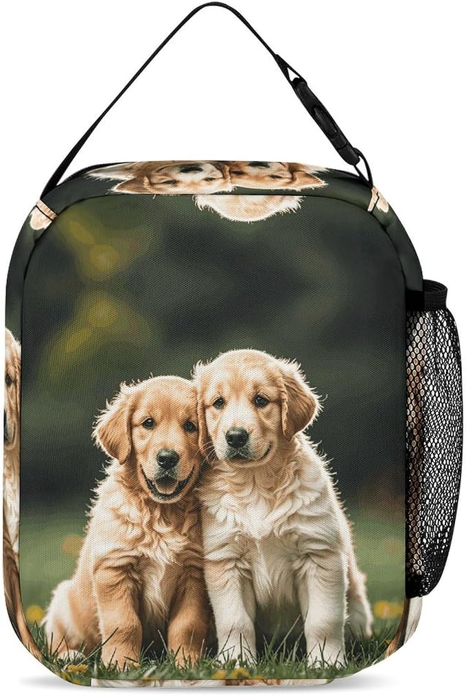 Golden Retriever Dogs Puppies Pets Lunch Bag Insulated Durable Handbag | Portable Cooler Organizer Lunch Box Reusable High Capacity Lunch Tote Bags for Work Office Travel Picnic
