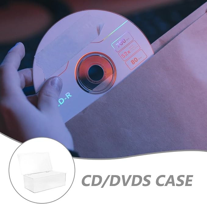 CD Storage Box with Lid, Portable PET Disc Organizer | Dustproof Keepers for CDs and DVDs, Lightweight Space-Saving Design, Body, Household Media Organizing