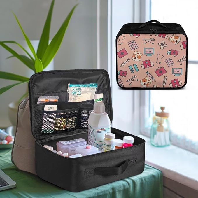 First Aid Bag Empty Pet Corgi Nurse Medical Bag Empty Medium Travel Medical Supplies Organizer Bag Portable Kit for Traveling Car Home School Kids Student College Dorm