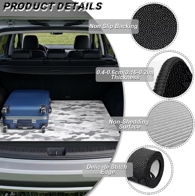 Howilath Gray Camo Car Trunk Mat All Weather Cargo Liner Non-Slip Rear Trunk Protection for SUV Sedan Truck Vehicle Interior Accessory