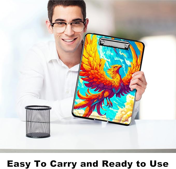 Flamingo Sky A4 Clipboard with Storage Pen Holder, Clipboards Organizer Nursing Clipboard Foldable File Folder Plastic Clipboard Folio Clip Board for Office Students Classroom Doctor