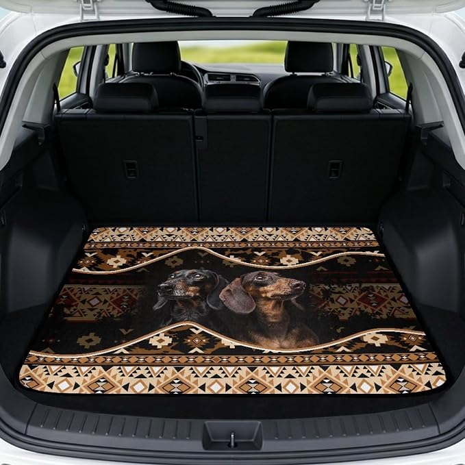 Howilath Southwest Aztec Dachshund Car Trunk Mat for SUV Car Cargo Liner Non-Slip Cargo Mat Universal Vehicle Interior Protection 29"x39"