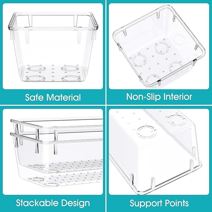 StorMiracle 28 PCS Clear Plastic Drawer Organizers Set, 4 Size Desk Drawer Organizer Trays for Makeup, Jewelry, Kitchen Utensils, Gadgets and Office Accessories | 4 Size Desk Drawer Organizer Trays for Makeup, Jewelry, Kitchen Utensils, Gadgets and Office