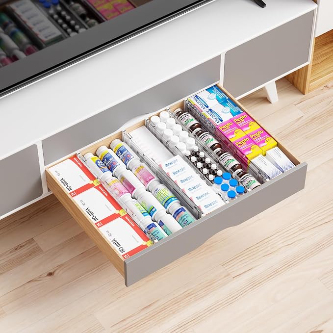4 Pack 3.2 Inch Shallow Acrylic Drawer Dividers for Clothes,Expandable Deep Dresser Dividers From 15 to 21'',Adjustable Drawer Separators for Dresser,Nursery and Baby Clothing,Sock,Underwear