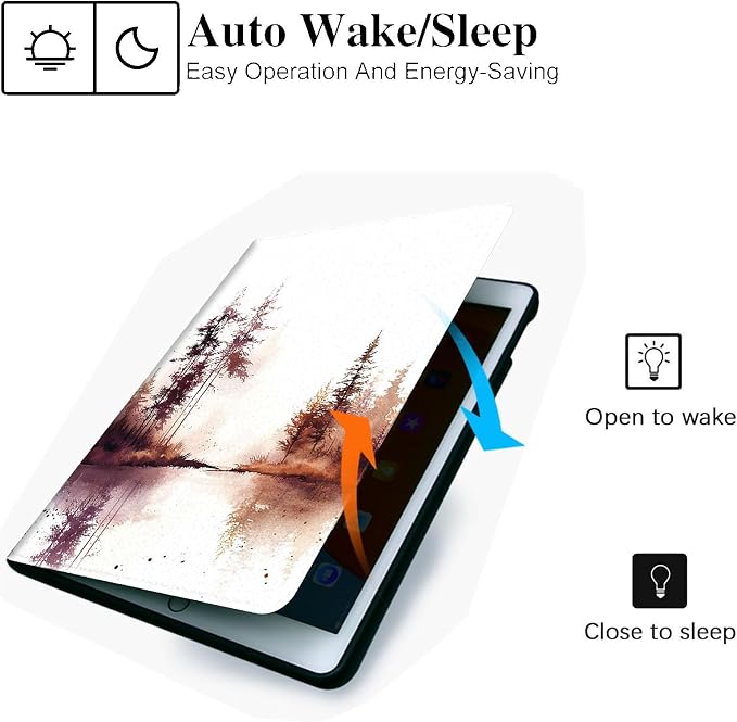 for Microsoft Surface Go 4/3/2/1-10.5" 2021 Tablet Case,Auto Wake/Sleep,Adjustable Stand Protective Cover - Watercolor Forest