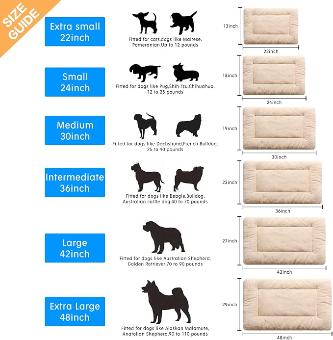 Dog Crate Pad Washable Dog Bed for Crate Medium Cozy Mat 36-Inch Cream | Ultra Soft Kennel Pad,Anti-Slip Bottom,Fits for Most Metal Crates,Comfortable Sleeping Pet Mat