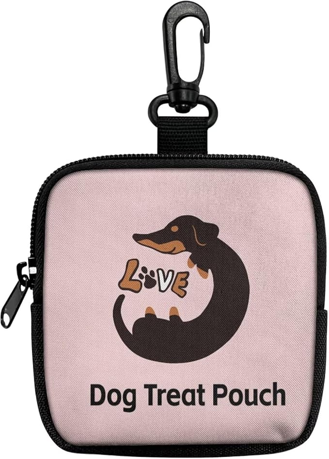 Pink Dog Treat Pouch for Pet Walking and Training Dog Food Bags Small Fanny Zipper Pack Holder for Puppy Snack Dispenser Kit for Outdoor Use