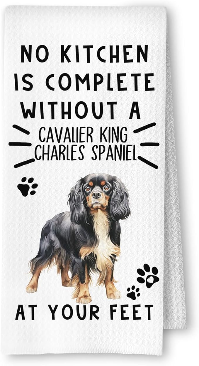 Cavalier King Charles Spaniel Dog Kitchen Towels, Cavalier King Charles Spaniel Gifts Dish Tea Towels for Kitchen Decor, Dog Mom Gifts Decorative Hand Towel, 16x24 Inches