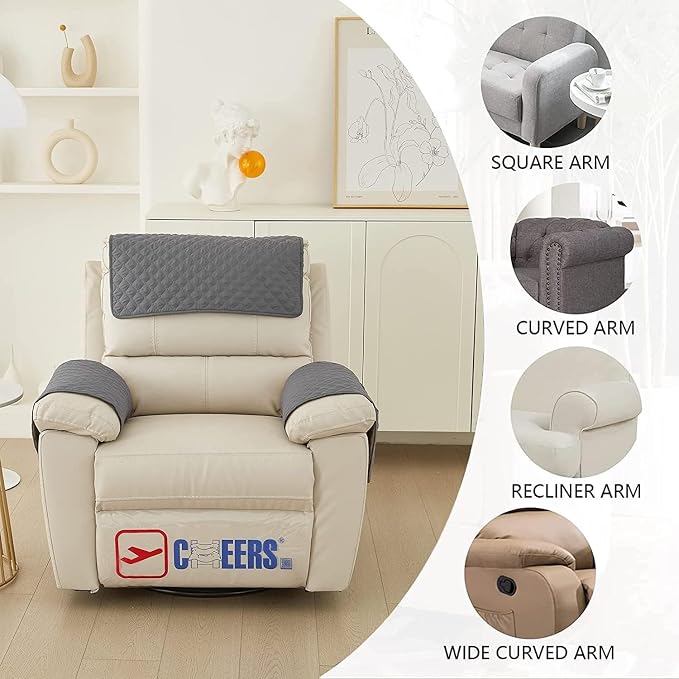 XMAYODS 3 Pcs Recliner Covers Sherpa Arm Covers for Recliner Chair with Storage Pockets Headrest Cover for Recliner Chair Armchair Slipcovers for Sofa Recliner Protector (Color : #1)