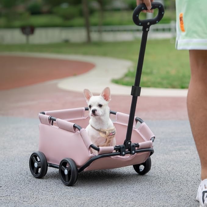 Foldable Cart Pet Pet Carriage Pet Carrier with Easy Storage Fold and 360 Degree Handle for Smooth Direction Changes Suitable for Sidewalks Park Lanes Short Trips Camping, Array, Gray
