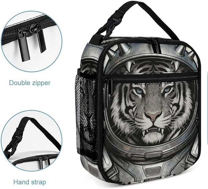 Colored Astro Pet Lunch Box Insulated Small Durable Handbag | Portable Organizer Lunch Bag Reusable Large Capacity Lunch Tote Bags with Mutiple Pockets for Work Office Travel Picnic