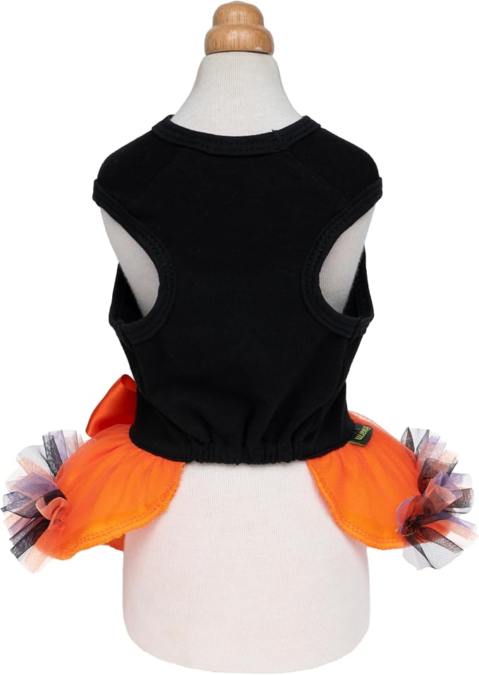 Fitwarm Halloween Cat Face Dog Dress, Funny Halloween Costumes for Small Dogs Girl, Pet Apparel, Black, Orange, Purple, Green, Large