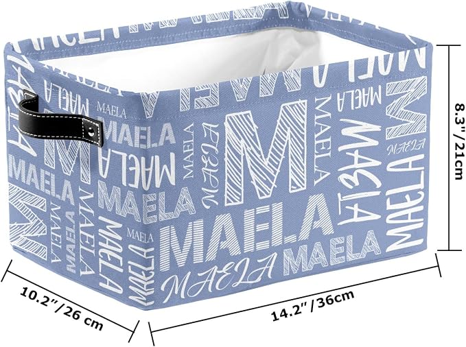 Foldable Personalized Storage Box for Boys Girls with Name Waterproof Kids Custom Storage Bin Baskets Cube Boxes Organizer with Handles for Organizing Shelf Closet, 1 Pack