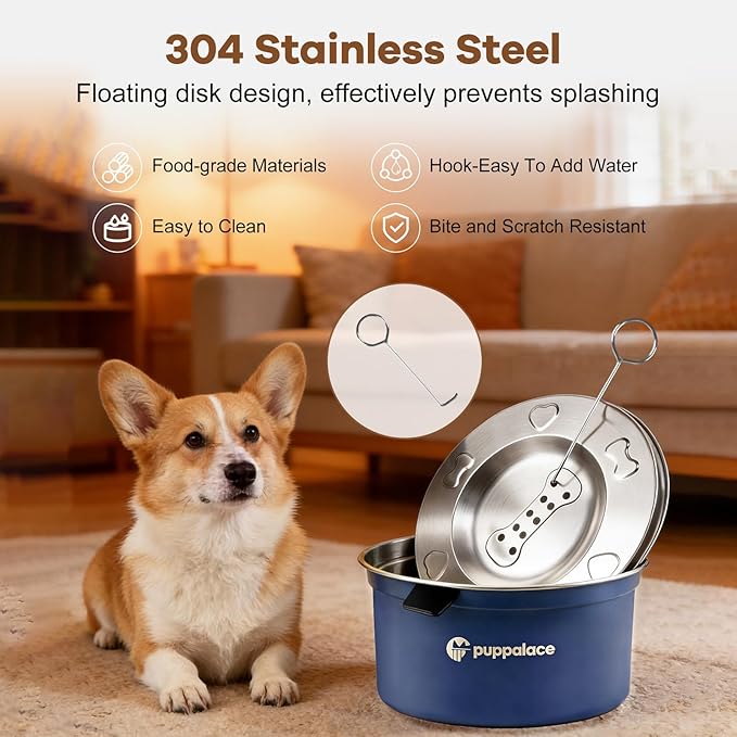 108oz No-Spill Stainless Steel Dog Water Bowl- Upgrade for Messy Drinkers, Splash Proof Design, Easy to Clean, Non-Slip Base, Large Capacity for Dogs and Cats (108oz, Blue)