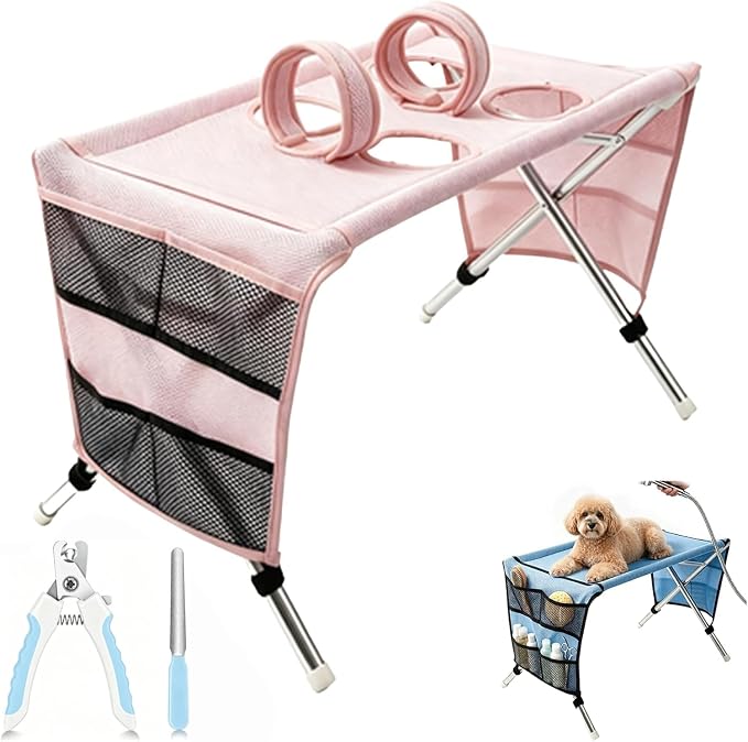 2-in-1 Foldable Pet Grooming Bed for Cat Small Dog with Nail Clippers (NEW-P)