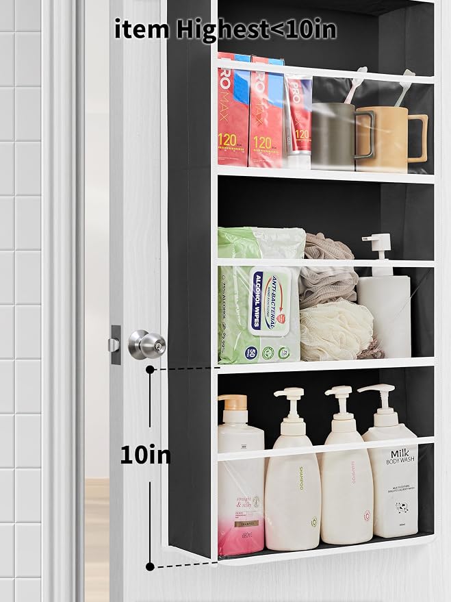 JARLINK Over The Door Toy Storage Organizer w/Clear Window, Black | Anti-Tilt 44 lb Load Capacity, Baby Toy Storage Organizer for Stuffed Animals, Nursery, Kid Bedroom, Newborn Baby Essentials