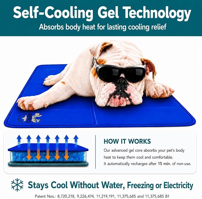 Arf Pets Dog Cooling Mat - Solid Gel Self-Cool Pad | Durable & Non-Toxic | No Water, Electricity, Batteries or Refrigeration Needed | For Beds, Kennels & Crates| 31" x 37"