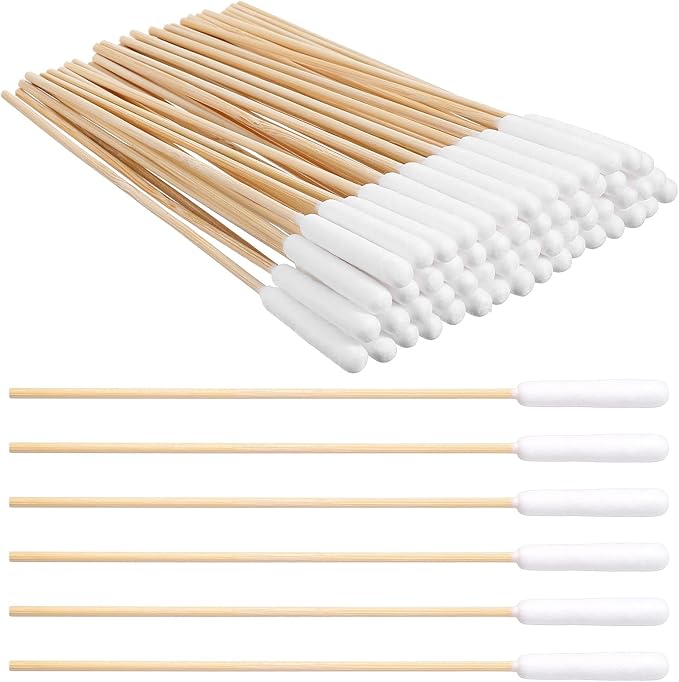 100Pcs Large Cotton Swabs 6 Inch Long Dog Ear Swabs with Bamboo Handle for Dogs Soft Cotton Buds Gentle and Lint-Free Specially Designed for Dogs Pets Ears Cleaning Solution