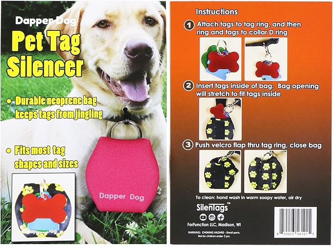 Dapper Dog - Dog Tag Silencer with Tag Ring (Pink)