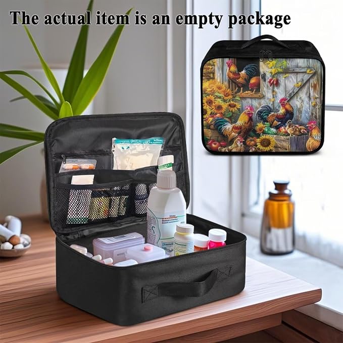 First Aid Kit Bag Lightweight Empty Medic Bag for Pet Friendly Households and Outdoor Adventures Featuring Wear Resistant Material Breathable Rooster