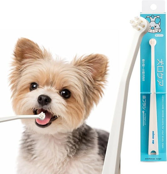 MIND UP Dog Toothbrush with Micro Head, 15° Angled Handle for Ultra-Small Dogs, Pet Toothbrush for Back Teeth & Hard-to-Reach Areas, Made in Japan