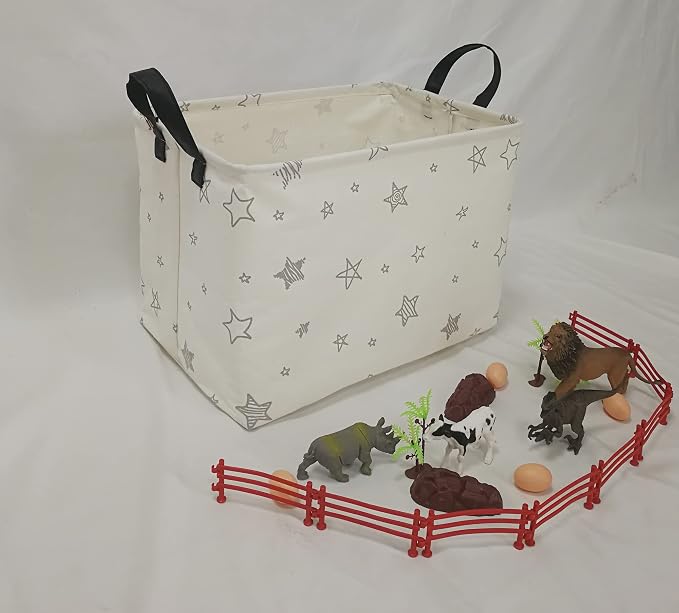 Baby Storage Basket Nursery Box Laundry Hamper Organization Bins for Toys and Clothes with Handles (Star)