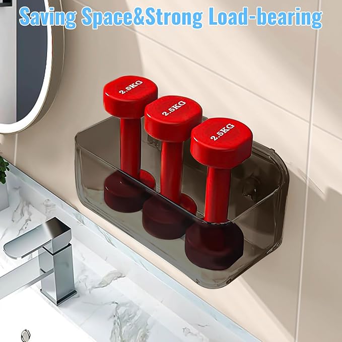 CGBE 2-Pack Cabinet Door Organizer, Self Adhesive Bathroom Shelves, Gray | Acrylic Shower Caddy, Wall Mounted Storage, No Drilling, Automatic Draining, For Cabinet Door and Shower Wall