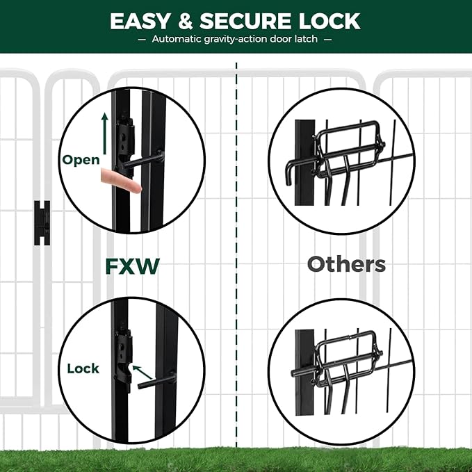 FXW Rollick Dog Playpen with Fence-to-Wall Anchors, 32" H, 8 Panels | Heavy-Duty & Easy setup Play Area, Flexible Boundaries, Indoor & Yard, For Small & Medium Dogs, Patented