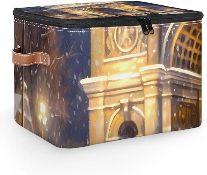Arc de Triomphe Foldable Storage Bin with Lid Zipper | Closet Shelf Organizer, Boxes, Basket Containers for Home, Lidded Storage Cube for Bedroom, Waterproof, with Handles