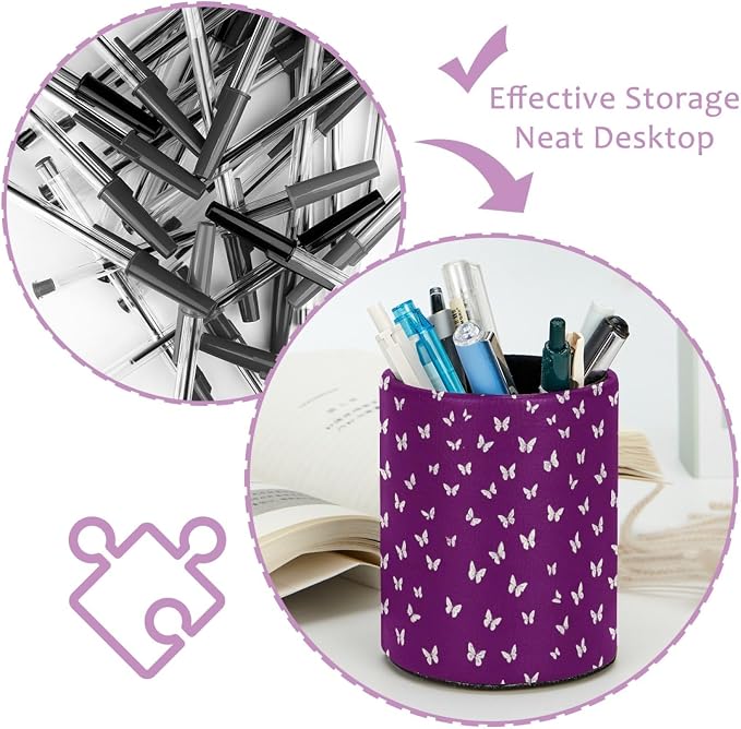 Butterflies Pen Holder, Pencil Cup Marker Brush Holder Desk Storage Case, Desktop Organizer for School Office Home Supplies