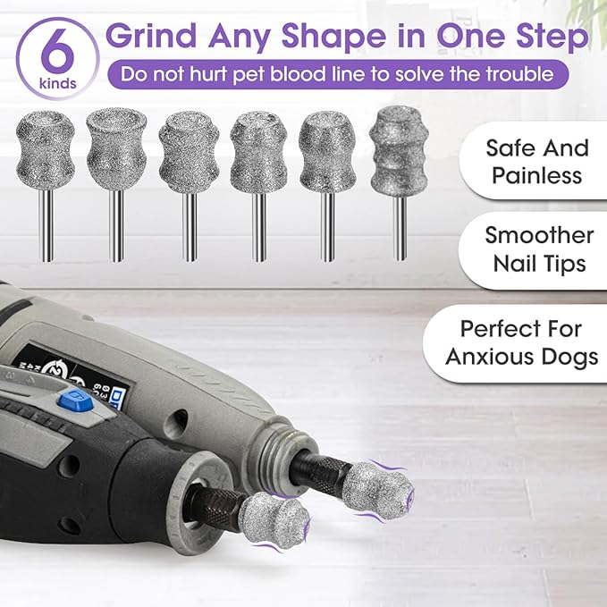 Pet Nail Grinder Trimmer for Dremel - Dog Nail Grinder Attachment Bit - 1/8'' Safe and Painless Nail Grinder Wheel for Dogs&Pets and Animals Toenail Care