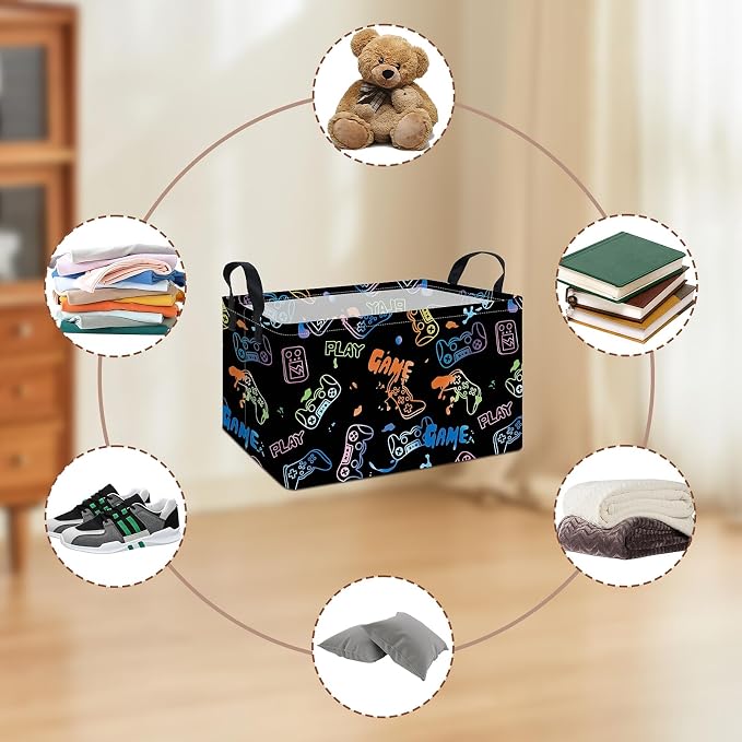 Rectangular Game Storage Basket | Gifts Bag for Toys,Books,Clothes,Gifts,Pets-Perfect for Home,Office,Nursery,Dorm,Shelf