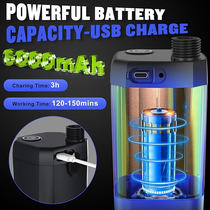 Portable Shower for Camping, [Long-Lasting] 6000mAh Rechargeable | Camping Shower with Intelligent LED Display, 4 Spray Modes, IPX7 Waterproof Outdoor Camp Pump for Hiking, Travel, Car, Pet